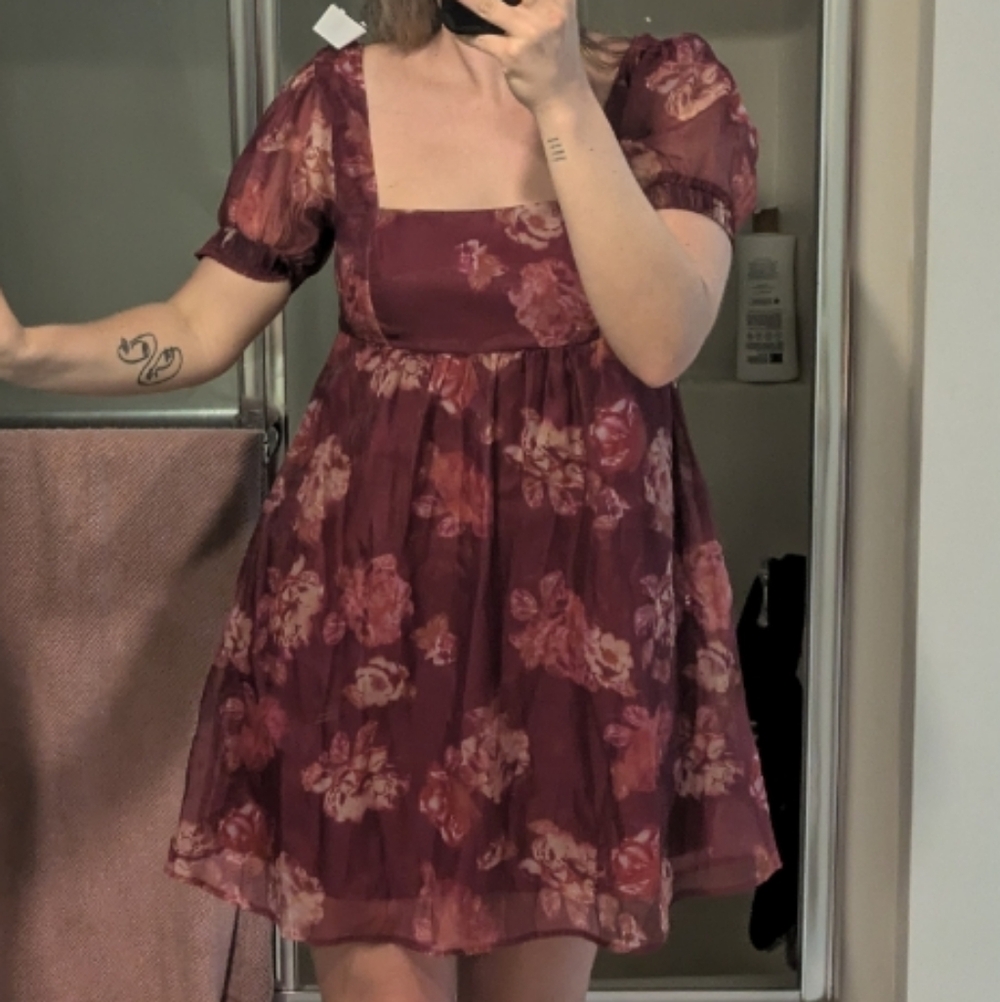 Wild Fable Floral Burgundy Dress